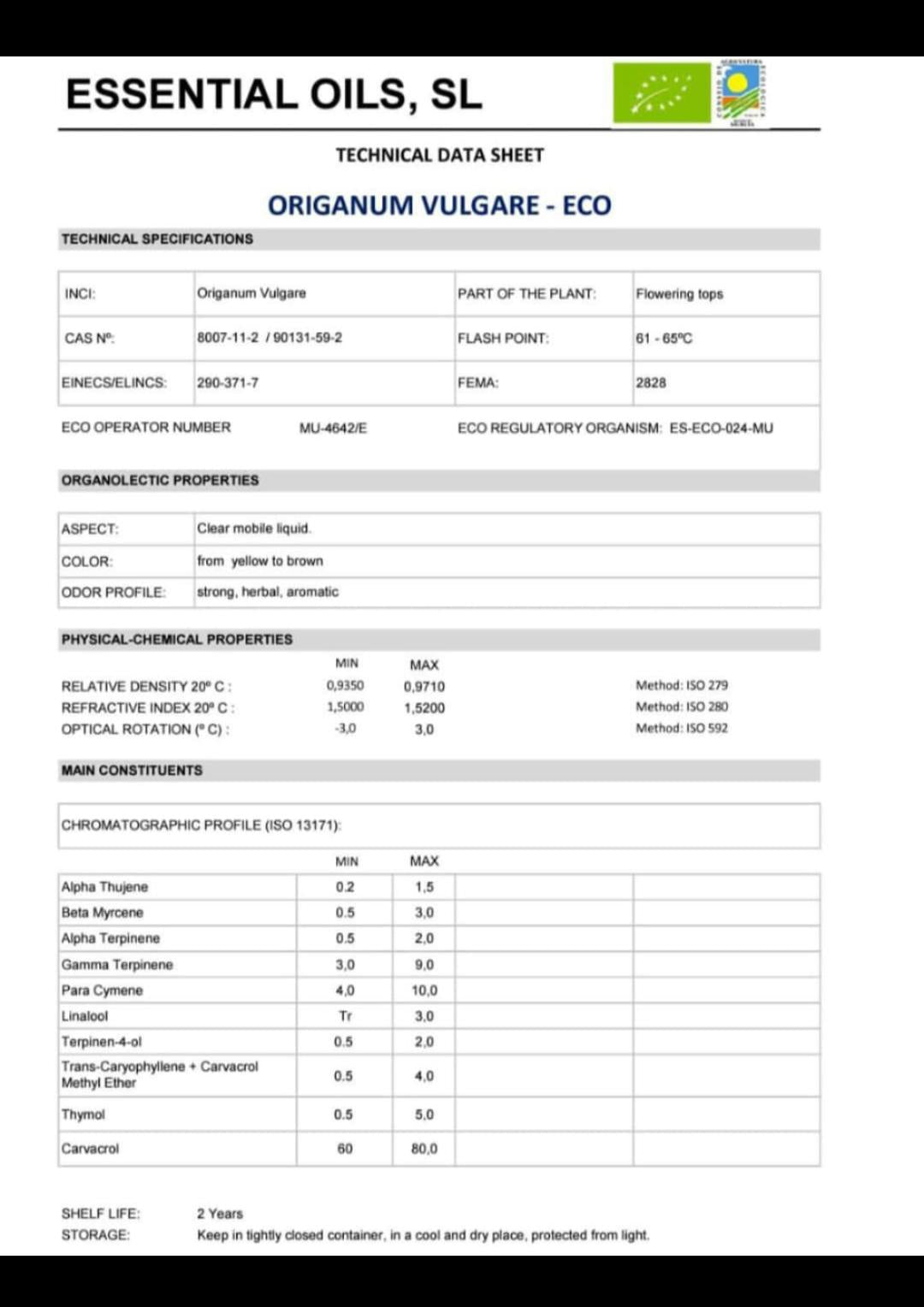 OREGANO - Aceite esencial 100% Puro y Orgánico